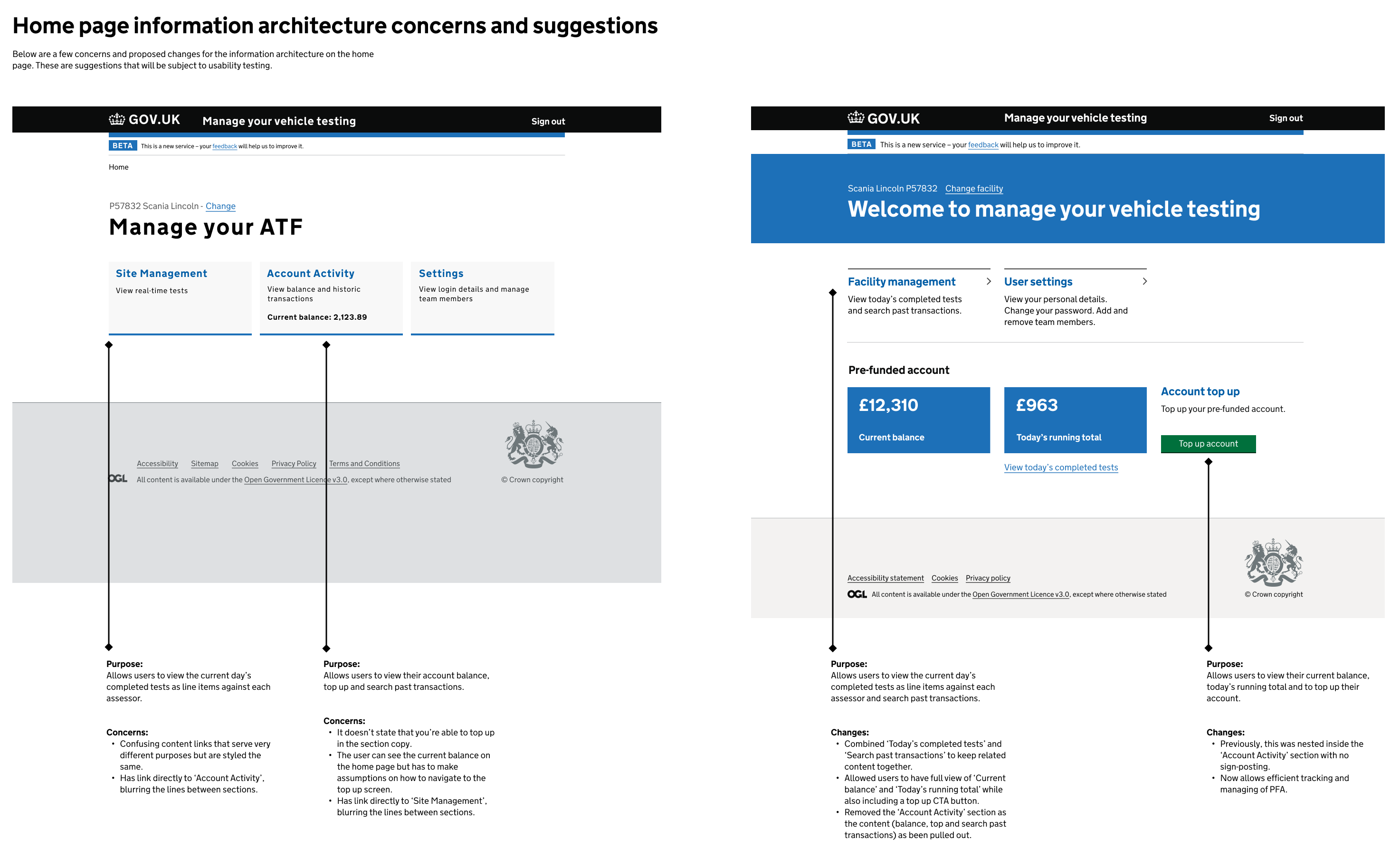 Image showing a side by side comparison of the original and redesigned MYVT home page